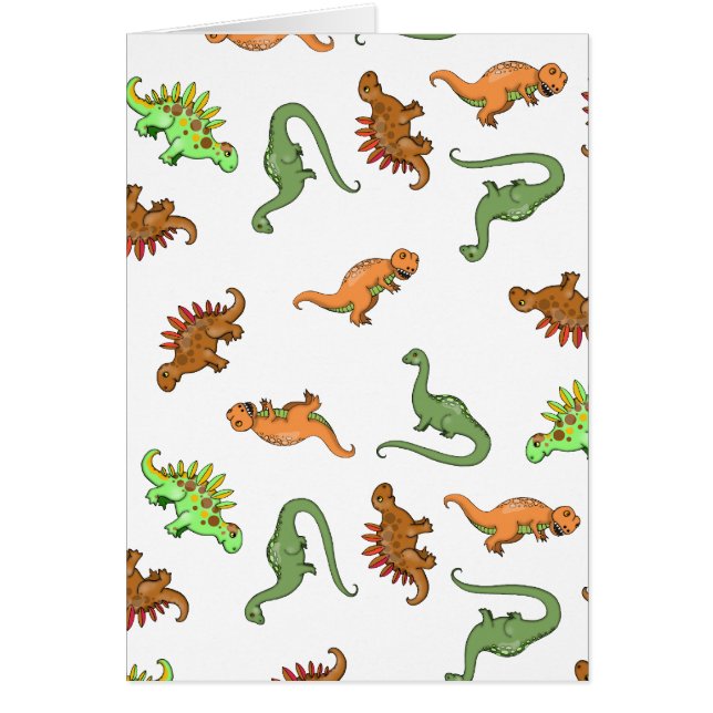 Leuke kaart met veel dinosauriërs (Voorkant)