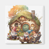 Leuke kabouters vierkante magneet (Voorkant)