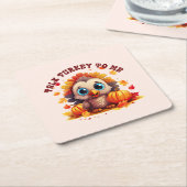 Leuke kalkoen en herfstgebladerte kartonnen onderzetters (Schuin)