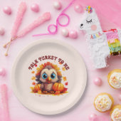 Leuke kalkoen en herfstgebladerte papieren bordje (Feest)