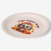 Leuke kalkoen en herfstgebladerte papieren bordje (Gekanteld)