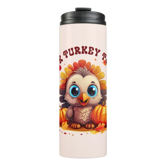 Leuke kalkoen en herfstgebladerte thermosbeker (Voorkant)