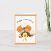 Leuke kalkoen met taart en ijs Thanksgiving Kaart (Voorkant)