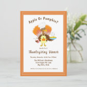 Leuke kalkoen met taart en ijs Thanksgiving Kaart (Staand voorkant)