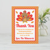 Leuke kalkoen thanksgiving dinerfeest bedankkaart (Staand voorkant)