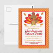 Leuke kalkoen Thanksgiving dinerfeest uitnodiging (Voorkant / Achterkant)