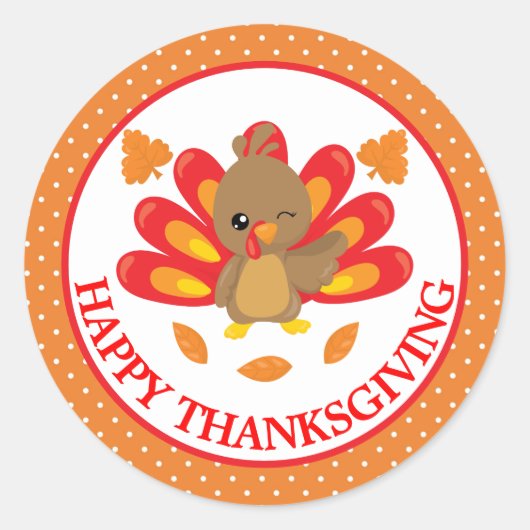 Leuke kalkoen thanksgiving ronde sticker (Voorkant)