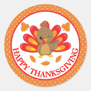 Leuke kalkoen thanksgiving ronde sticker