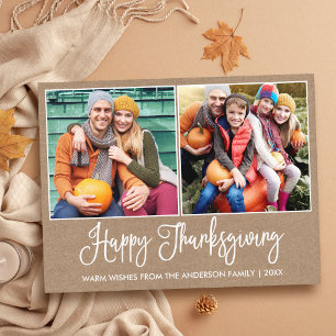 Leuke kalligrafie 2 foto kraft thanksgiving briefkaart