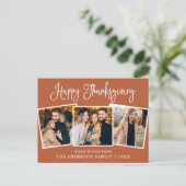 Leuke kalligrafie 3 Foto Terracotta Thanksgiving Briefkaart (Staand voorkant)