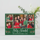 Leuke kalligrafie 5 Foto Groen Feliz Navidad Feestdagenkaart (Staand voorkant)