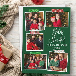 Leuke kalligrafie Feliz Navidad Craft Tape Groen Feestdagenkaart