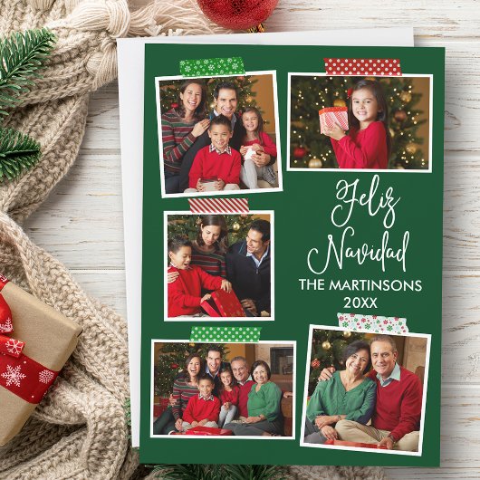 Leuke kalligrafie Feliz Navidad Craft Tape Groen Feestdagenkaart