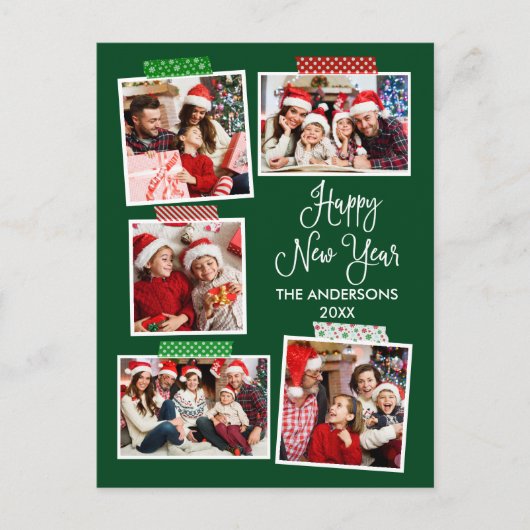 Leuke kalligrafie Gelukkig Nieuwjaar Craft Tape Gr Briefkaart (Voorkant)