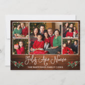 Leuke kalligrafie Gelukkig Nieuwjaar Hout 5 Foto Feestdagenkaart (Voorkant)