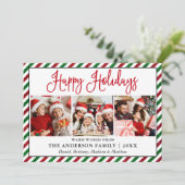 Leuke kalligrafie Glitter Strepen 3 Foto Feestdagenkaart (Staand voorkant)