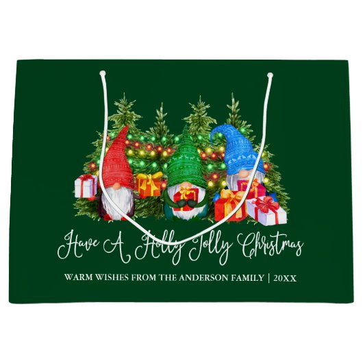 Leuke kalligrafie Holly Jolly Christmas Gnomes Gre Groot Cadeauzakje (Voorkant)