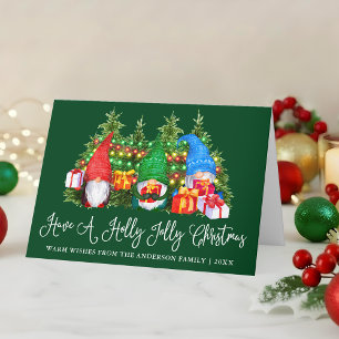 Leuke kalligrafie Holly Jolly Christmas Gnomes Vou Feestdagen Kaart