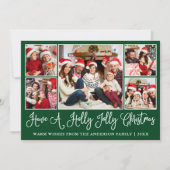 Leuke kalligrafie Holly Jolly Christmas Green Feestdagenkaart (Voorkant)