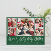 Leuke kalligrafie Holly Jolly Christmas Green Feestdagenkaart (Staand voorkant)