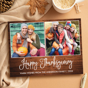 Leuke kalligrafie hout 2 foto Thanksgiving Briefkaart