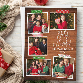 Leuke kalligrafie hout Feliz Navidad Craft Tape Feestdagenkaart