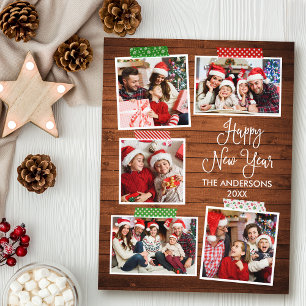 Leuke kalligrafie hout Gelukkig Nieuwjaar Craft Ta Briefkaart