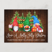 Leuke Kalligrafie Hout Holly Jolly Christmas Gnome Briefkaart (Voorkant)