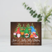 Leuke Kalligrafie Hout Holly Jolly Christmas Gnome Briefkaart (Staand voorkant)