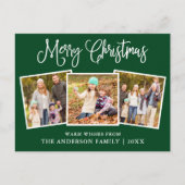 Leuke kalligrafie Kerst 3 foto's Groen Briefkaart (Voorkant)
