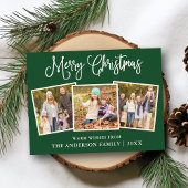 Leuke kalligrafie Kerst 3 foto's Groen Briefkaart