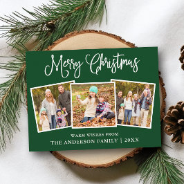 Leuke kalligrafie Kerst 3 foto's Groen Briefkaart