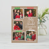 Leuke kalligrafie Kraft Feliz Navidad Craft Tape Feestdagenkaart (Staand voorkant)