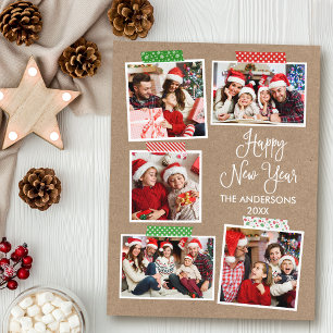 Leuke kalligrafie Kraft Gelukkig Nieuwjaar Craft T Briefkaart