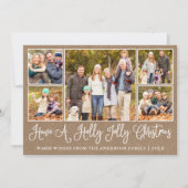 Leuke kalligrafie Kraft Holly Jolly Christmas Feestdagenkaart (Voorkant)
