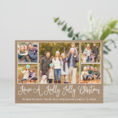 Leuke kalligrafie Kraft Holly Jolly Christmas Feestdagenkaart (Staand voorkant)