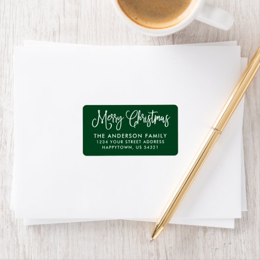 Leuke kalligrafie Script Christmas Green Adres Etiket (Insitu)