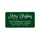 Leuke kalligrafie Script Christmas Green Adres Etiket (Voorkant)