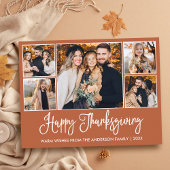 Leuke kalligrafie Terracotta 5 Foto Thanksgiving Briefkaart