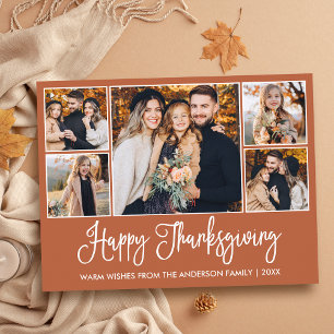 Leuke kalligrafie Terracotta 5 Foto Thanksgiving Briefkaart