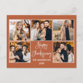 Leuke kalligrafie Terracotta 5 Foto Thanksgiving Briefkaart (Voorkant)