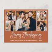 Leuke kalligrafie Terracotta 5 Foto Thanksgiving Briefkaart (Voorkant)