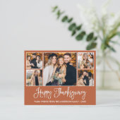 Leuke kalligrafie Terracotta 5 Foto Thanksgiving Briefkaart (Staand voorkant)