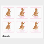 Leuke Kangoeroe Baby shower Party Treats Vierkante Sticker (Vel)