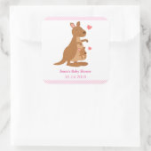 Leuke Kangoeroe Baby shower Party Treats Vierkante Sticker (Tas)