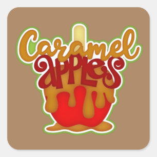 Leuke Karamel appel Herfst Seizoensgebonden sticke Vierkante Sticker