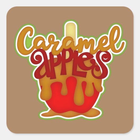 Leuke Karamel appel Herfst Seizoensgebonden sticke Vierkante Sticker (Voorkant)