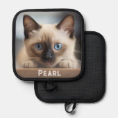 Leuke kat aangepaste afbeelding en naam pannenlap (Voorkant / Achterkant)