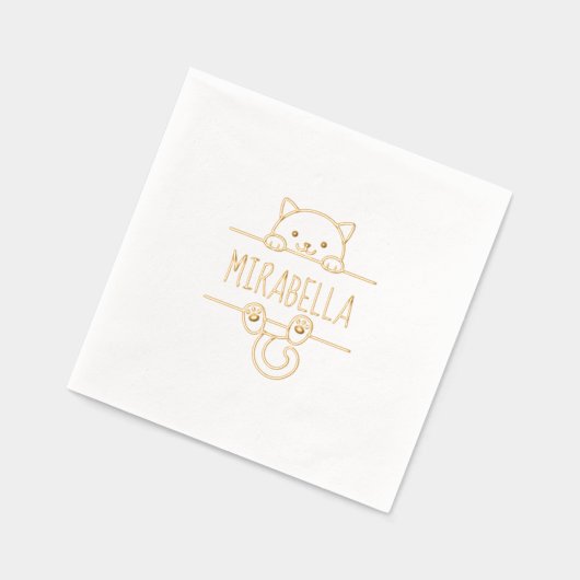 Leuke kat aangepaste naam folie servetten (Links)