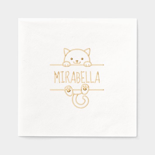 Leuke kat aangepaste naam folie servetten (Voorkant)